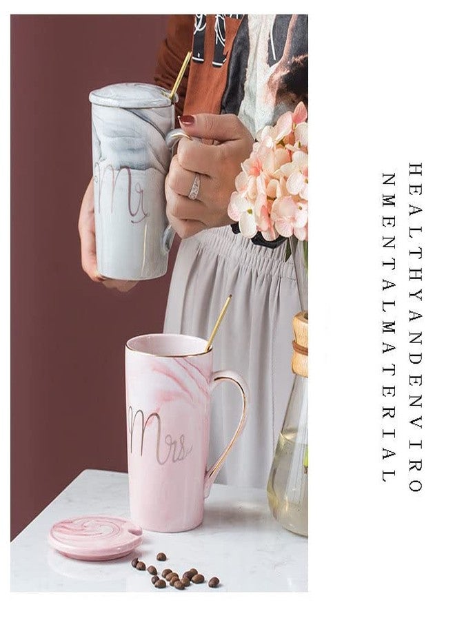 CPENSUS Ceramic Marble Finish Coffee Mug With Lid & Spoon For Anniversary Wedding Engagement Valentine Gifts For Couple 380 ML - Image 3